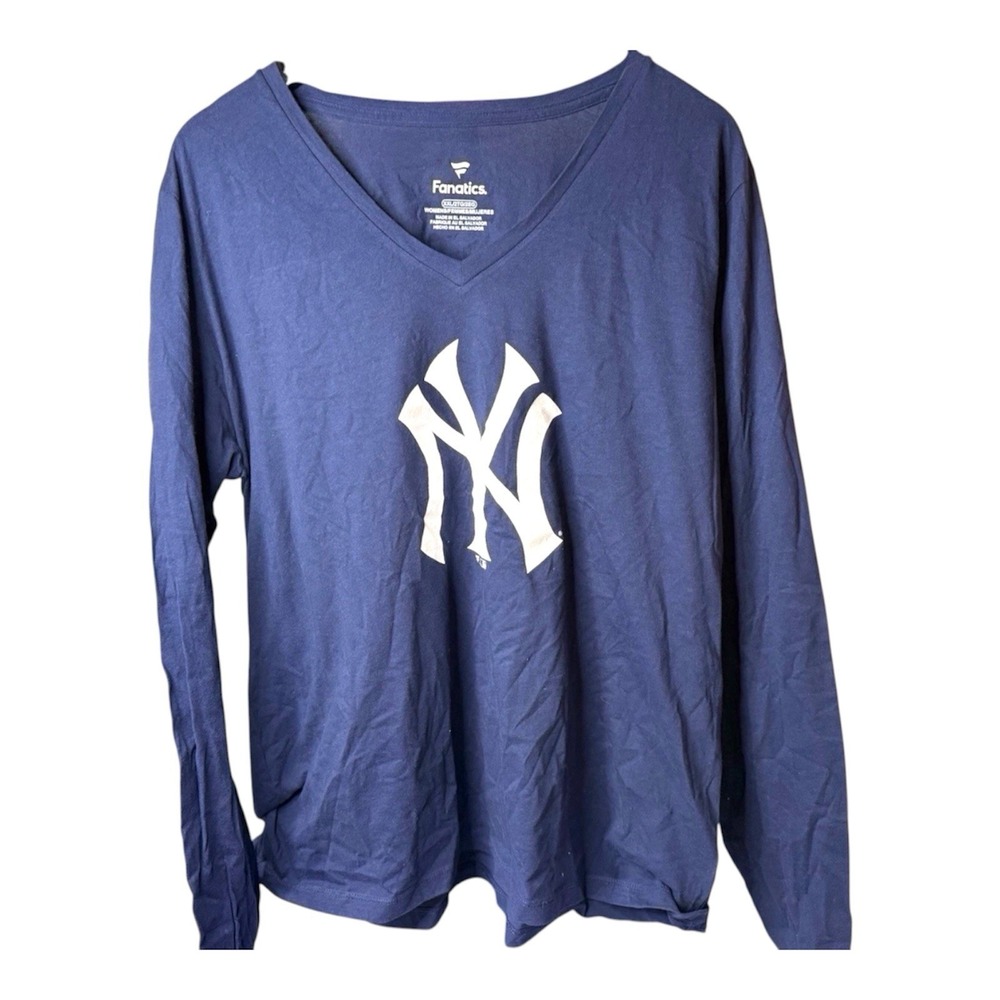 Fanatics NY YANKEES Women Size 2XL Long Sleeve V Neck Baseball